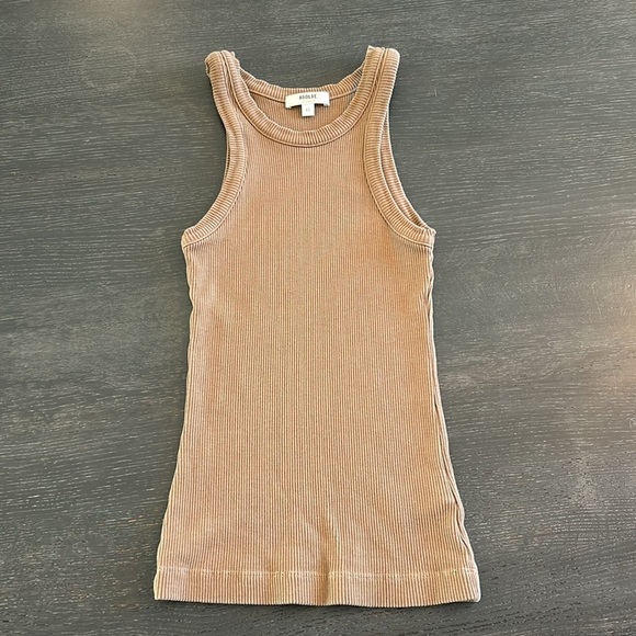 Agolde Bailey Ribbed Tank Top in Mouse Brown - Picture 3 of 12